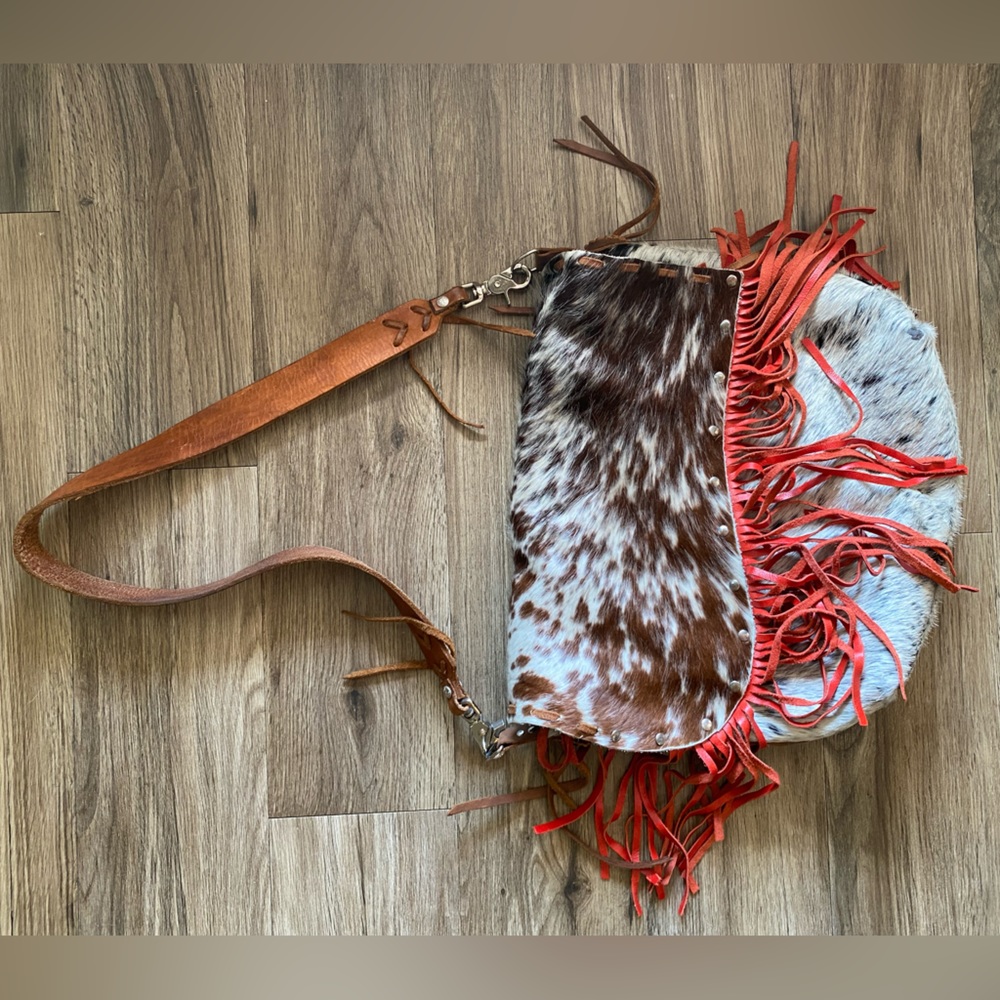 Large Cowhide Bag With Fringe